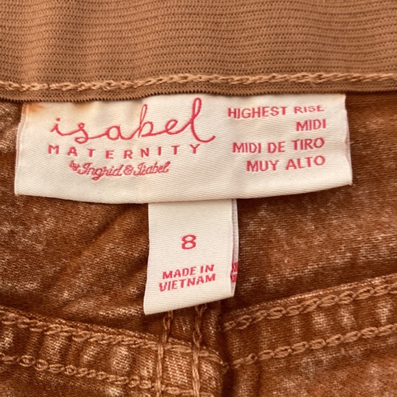 Isabel Maternity Size 8 MIDI Shorts with Side Panels Orange-Brown Peachy Color - Picture 4 of 7